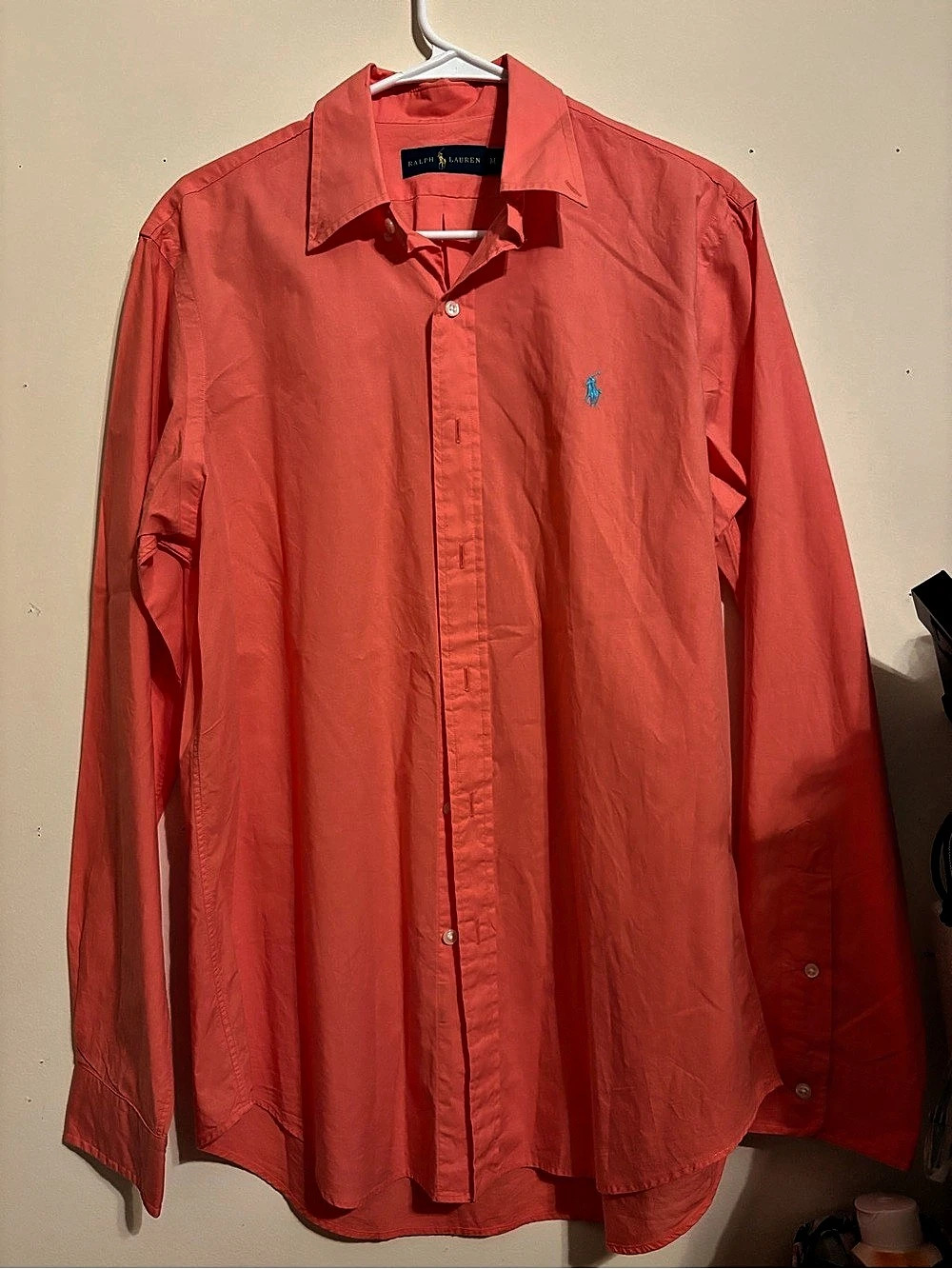 Ralph Lauren Men's Long Sleeve Button Down Shirt Coral Medium
